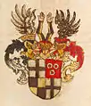 In the 16th century, officers of the order would quarter their family arms with the order's arms.