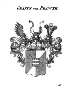 Counts von Pranckh zu Pux coat of arms (Roll of arms of royal and comital houses of the Austrian Monarchy, 1856)