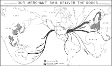 United States Merchant Navy routes durning World War 2, including New Zealand