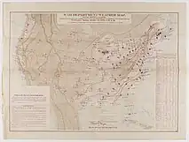 The picture of a map with the weather conditions during the War of the Pacific.