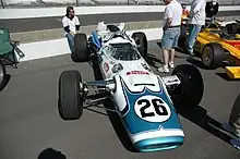 A Lola champ car driven by Rodger Ward in the 1966 Indianapolis 500