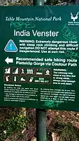 Warning sign at India Venster, Contour Path, Table Mountain