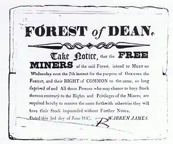 Warren James' notice to the Free Miners