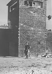 Polish resistance fighters in the Gęsiówka watchtower after the liberation