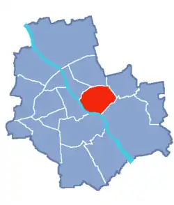 Location of Praga-South within Warsaw