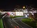 CMU at night, with the "Cube" in foreground