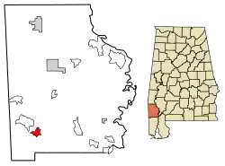 Location of Deer Park in Washington County, Alabama.