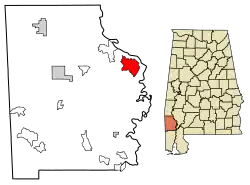 Location of Leroy in Washington County, Alabama.