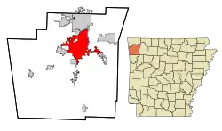 Fayetteville Township in Washington County, Arkansas (boundaries are identical to City of Fayetteville)