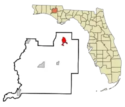 Location in Washington County and the state of Florida