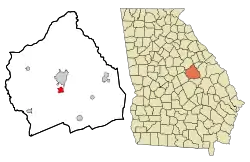 Location in Washington County and the state of Georgia