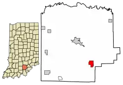 Location of New Pekin in Washington County, Indiana.