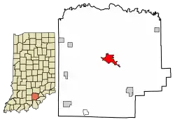 Location of Salem in Washington County, Indiana.