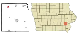 Location of Wellman, Iowa