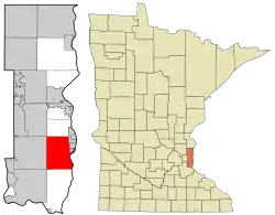 Location of the city of Aftonwithin Washington County, Minnesota