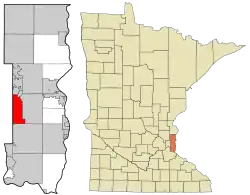 Location of the city of Oakdalewithin Washington County, Minnesota