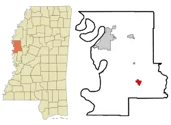 Location of Hollandale, Mississippi