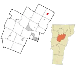 Location in Washington County and the state of Vermont