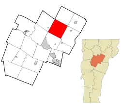 Location in Washington County and the state of Vermont