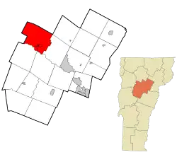 Location in Washington County and the state of Vermont.