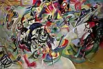 Composition VII; by Wassily Kandinsky; 1913; oil on canvas; 2 x 3 m; Tretyakov Gallery (Moscow, Russia)
