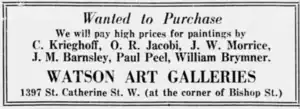 Advertisement for Watson Galleries, 1930