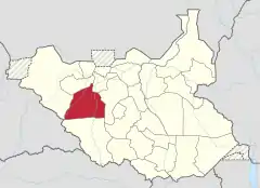 Location of Wau State in South Sudan