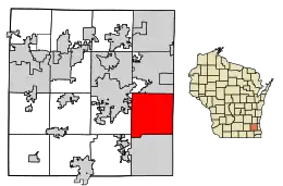 Location of New Berlin in Waukesha County, Wisconsin.