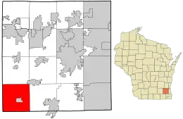 Location in Waukesha County and the state of Wisconsin.