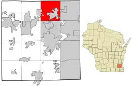 Location in Waukesha County and the state of Wisconsin.