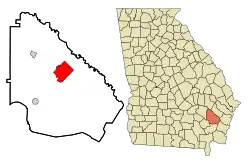 Location in Wayne County and the state of Georgia