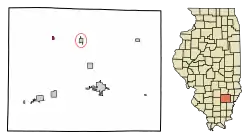 Location of Johnsonville in Wayne County, Illinois.