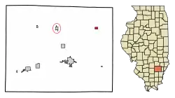 Location of Mount Erie in Wayne County, Illinois.