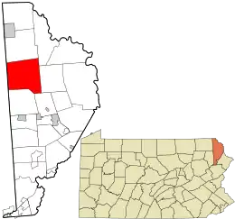 Location in Wayne County and the state of Pennsylvania.