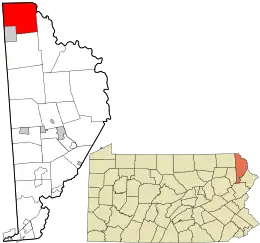 Location in Wayne County and the state of Pennsylvania.