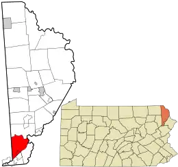 Location in Wayne County and the state of Pennsylvania.