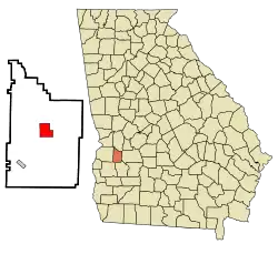 Location in Webster County and the state of Georgia