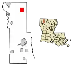 Location of Shongaloo in Webster Parish, Louisiana.