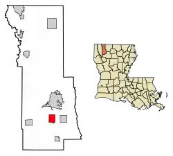 Location of Sibley in Webster Parish, Louisiana.