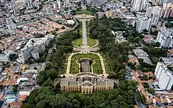 Aerial view of Ipiranga district above Museu do Ipiranga