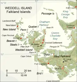 Map of Weddell Island
