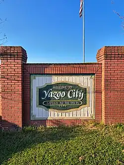 Yazoo City welcome sign