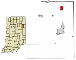 Location of Ossian in Wells County, Indiana.