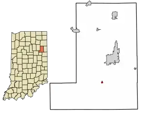 Location of Poneto in Wells County, Indiana.