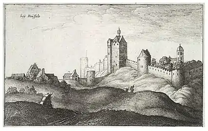 17th-century engraving of Brussels' second walls, by Wenceslas Hollar