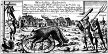 The Wolf of Ansbach, chased into a well and displayed on a gibbet