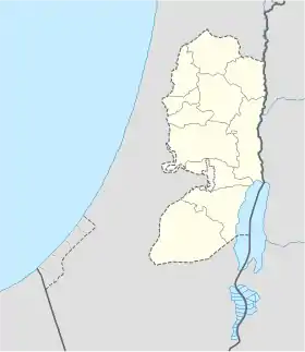 Map showing the location of the Cave of the Patriarchs within the West Bank and the State of Palestine