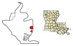 Location of Port Allen in West Baton Rouge Parish, Louisiana.