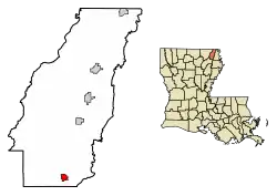 Location of Epps in West Carroll Parish, Louisiana.