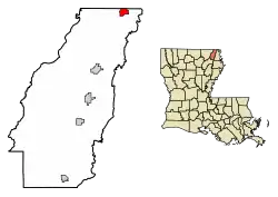 Location of Kilbourne in West Carroll Parish, Louisiana.